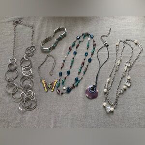 Necklace Lot - Glass beads, Enamel, Butterfly, Chicos and more - Six total